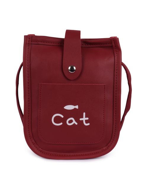 maroon leatherette (pu) sling bag - 16198620 - Very Small Image - 1
