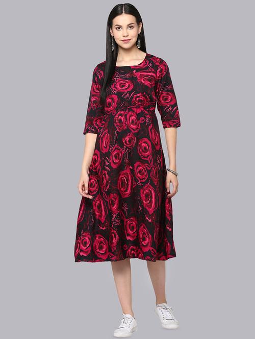 floral a-line ethnic dress - 16198833 - Very Small Image - 1