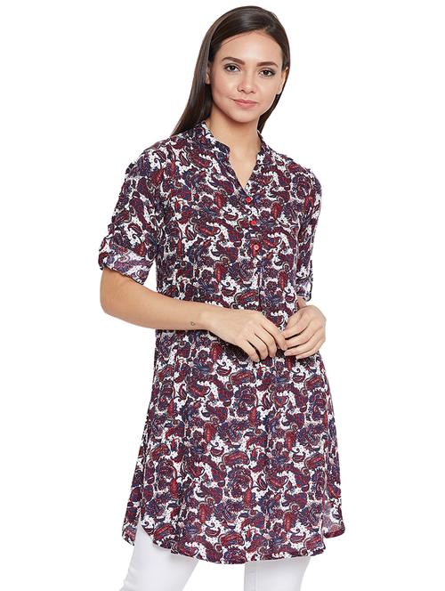 roll up sleeved mandarin neck tunic - 16198980 - Very Small Image - 1