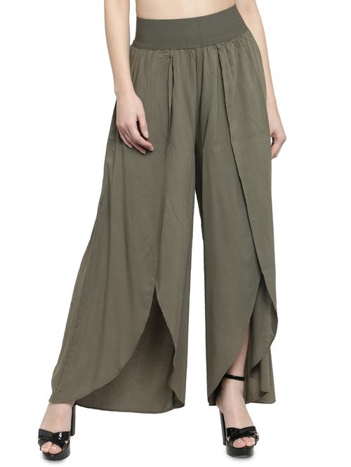 overlap front solid palazzo - 16199126 - Very Small Image - 1