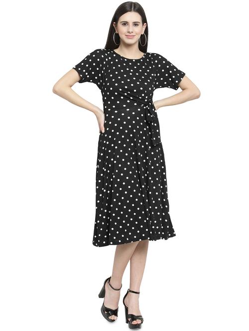 tie knot detail polka dots a-line dress - 16199157 - Very Small Image - 1