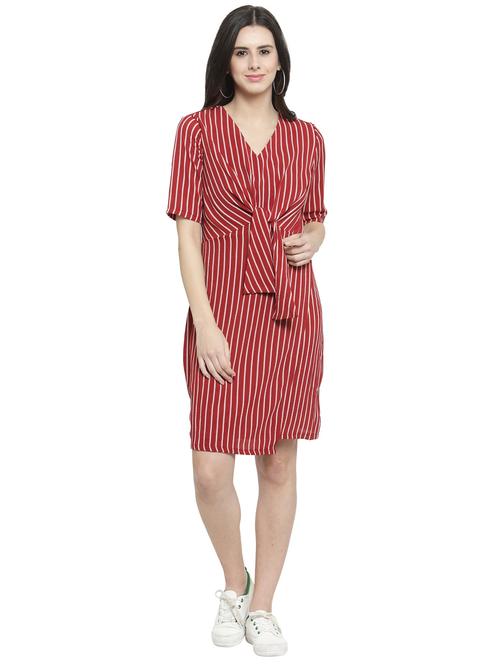 tie front striped sheath dress - 16199166 - Very Small Image - 1