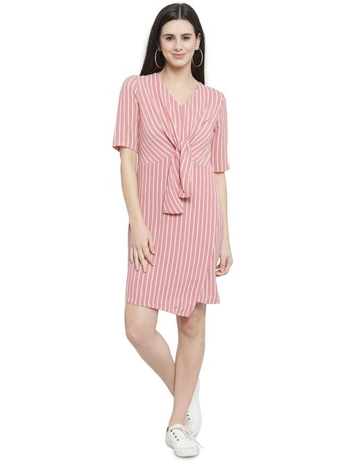 tie front striped sheath dress - 16199167 - Very Small Image - 1