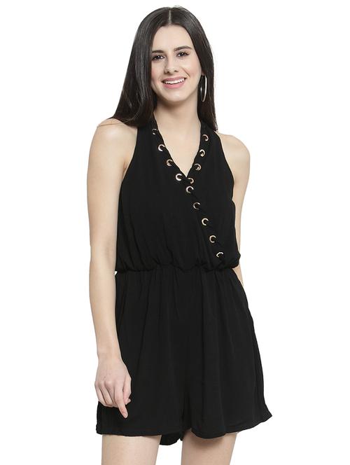 tie back eyelet detail romper - 16199179 - Very Small Image - 1
