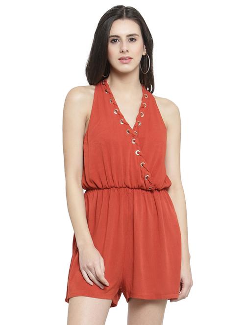 tie back eyelet detail romper - 16199180 - Very Small Image - 1