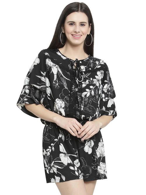 lace detail floral romper - 16199183 - Very Small Image - 1