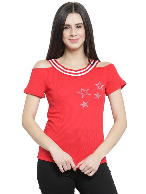 cold shoulder star printed top - 16199227 - Very Small Image - 1