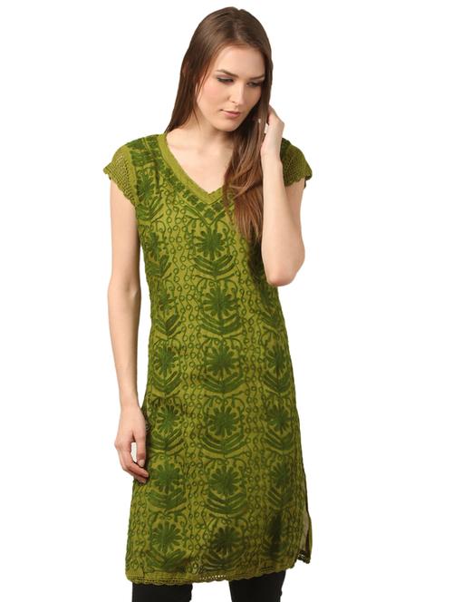 chikankari straight kurta - 16199312 - Very Small Image - 1