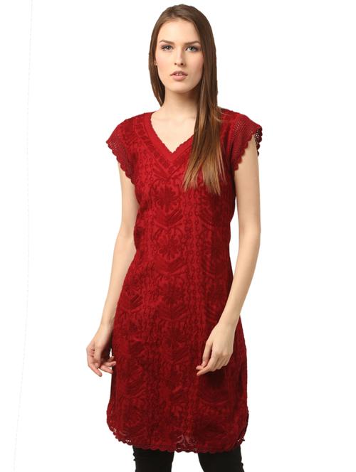 chikankari solid straight kurta - 16199338 - Very Small Image - 1