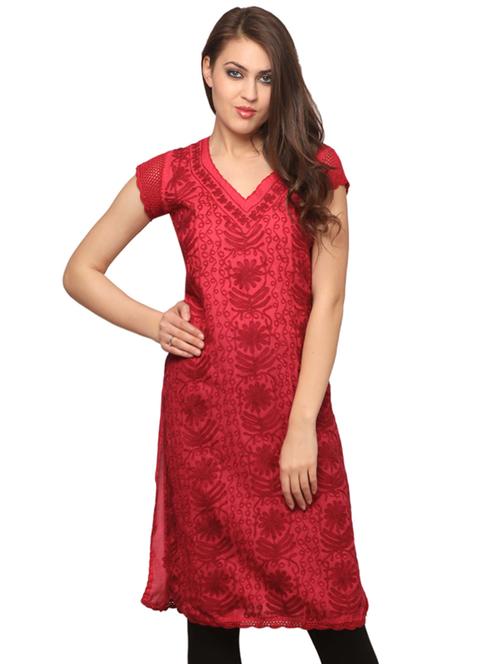 chikankari straight kurta - 16199402 - Very Small Image - 1