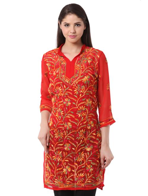 chikankari straight kurta - 16199443 - Very Small Image - 1