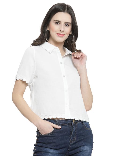 floral lace detail shirt - 16199504 - Very Small Image - 1