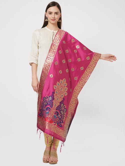 ethnic zari motif banarasi dupatta - 16199558 - Very Small Image - 1