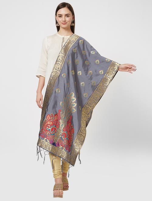ethnic zari motif banarasi dupatta - 16199559 - Very Small Image - 1