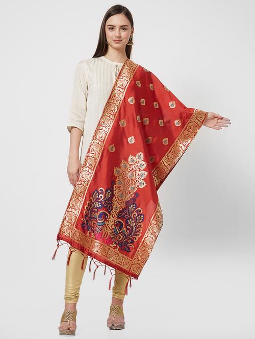 ethnic zari motif banarasi dupatta - 16199561 - Very Small Image - 1
