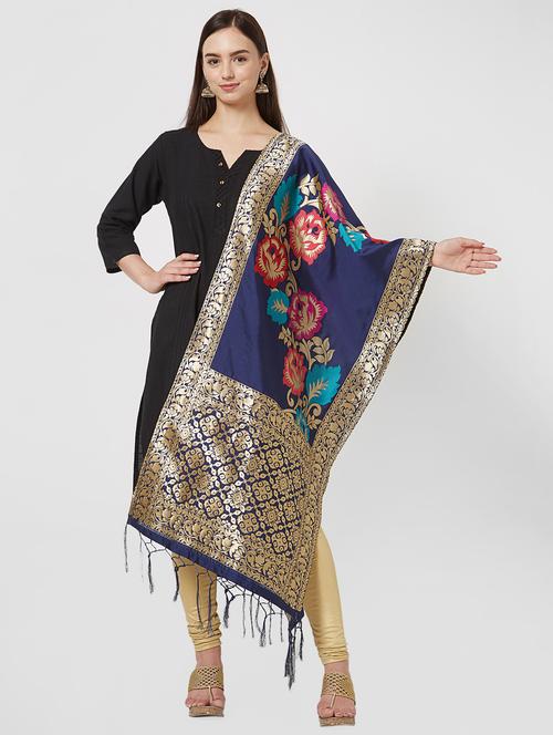 floral zari motif banarasi dupatta - 16199564 - Very Small Image - 1