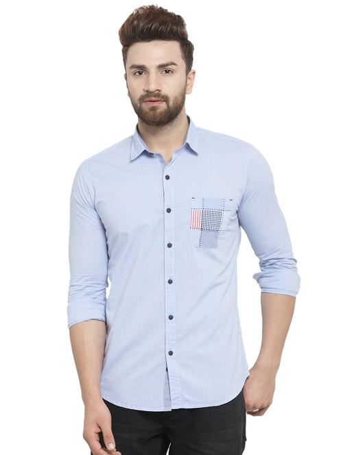 light blue cotton casual shirt - 16199605 - Very Small Image - 1
