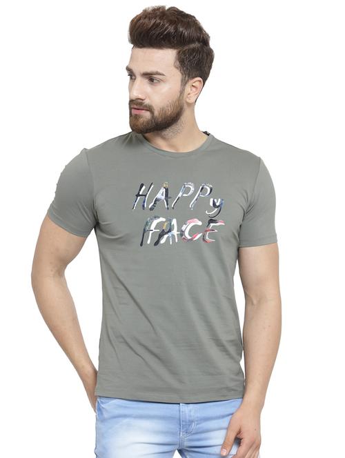 olive green chest print t-shirt - 16199628 - Very Small Image - 1