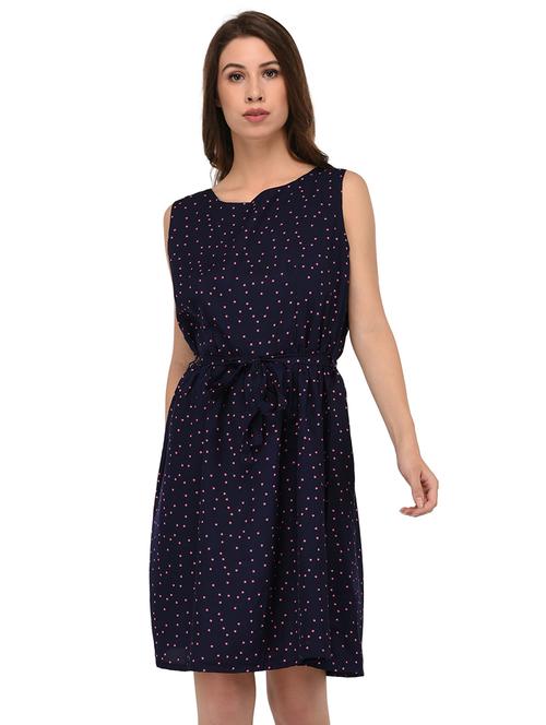 tie knot star print a-line dress - 16199710 - Very Small Image - 1