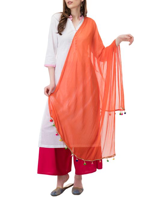 orange poly chiffon dupatta - 16200697 - Very Small Image - 1