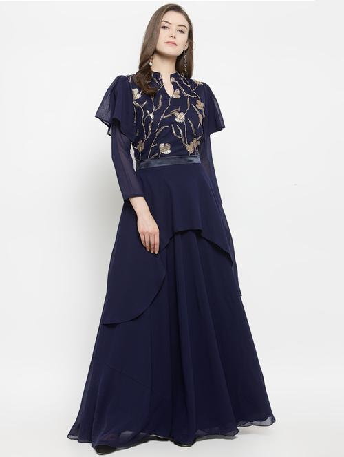 embroidered layered gown - 16201096 - Very Small Image - 1