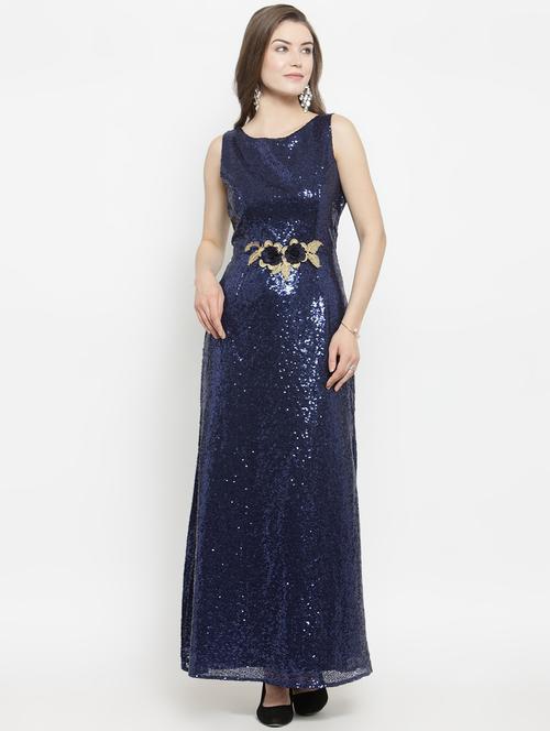 floral applique sequined gown - 16201099 - Very Small Image - 1