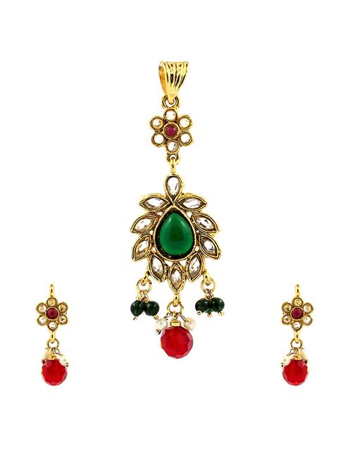 multi colored brass pendants and earring - 16201120 - Very Small Image - 1