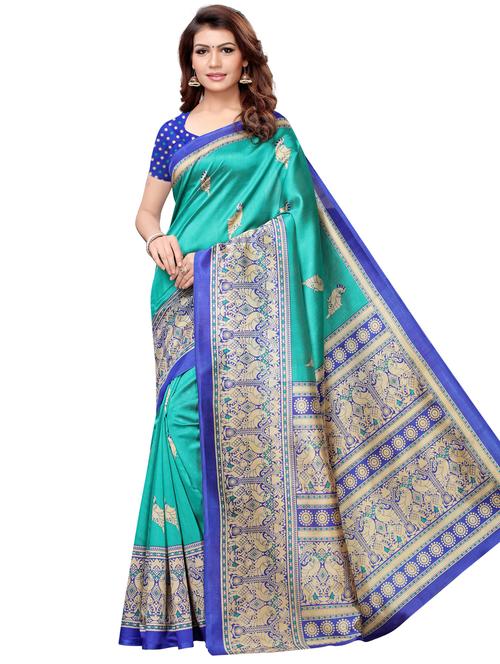 kalamkari printed mysore silk saree with blouse - 16201416 - Very Small Image - 1