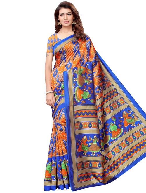 kalamkari printed mysore silk saree with blouse - 16201436 - Very Small Image - 1