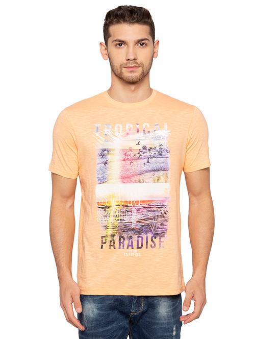 orange front print t-shirt - 16201641 - Very Small Image - 1