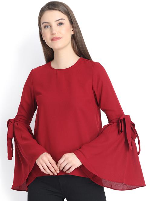 bell sleeved round neckline top - 16201840 - Very Small Image - 1