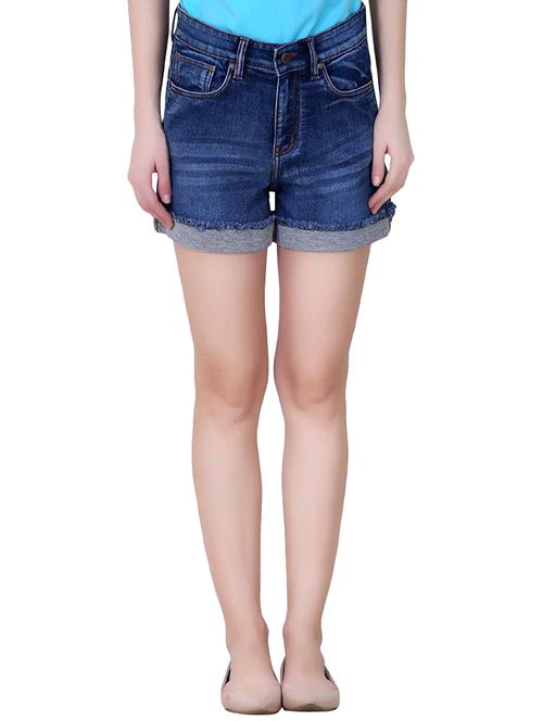 turn up hem stone washed denim shorts - 16202353 - Very Small Image - 1