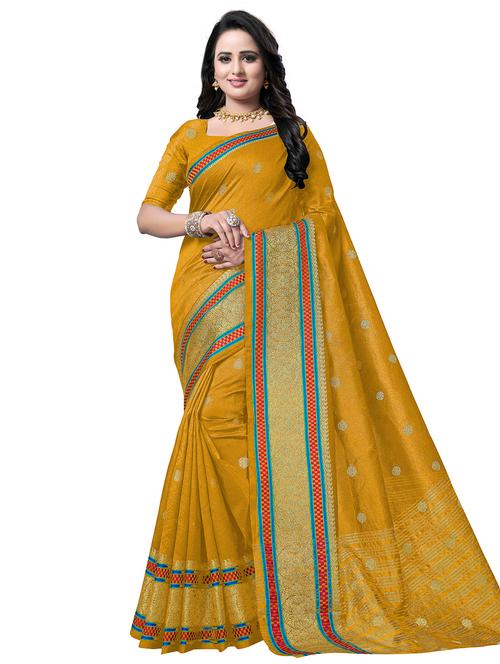 floral zari motif banarasi saree with blouse - 16202947 - Very Small Image - 1