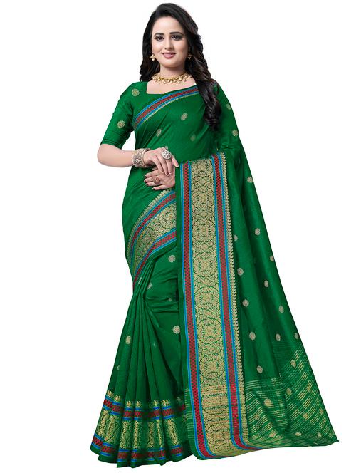 floral zari motif banarasi saree with blouse - 16202948 - Very Small Image - 1