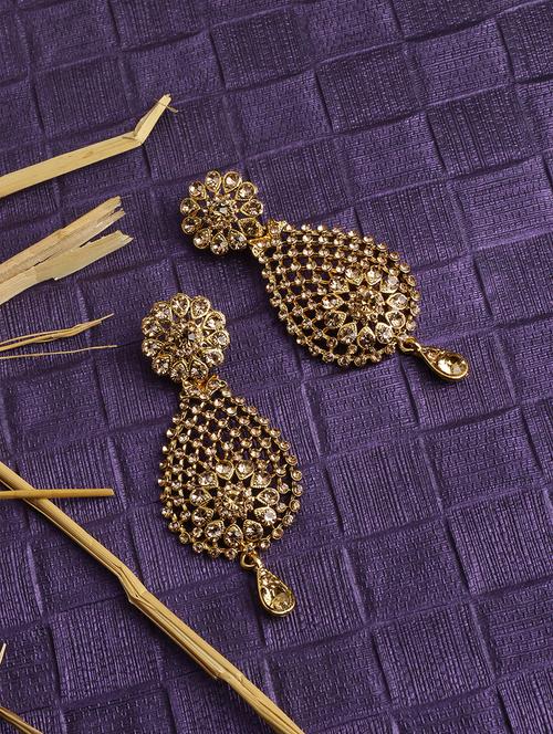 gold brass drop earring - 16203100 - Very Small Image - 1