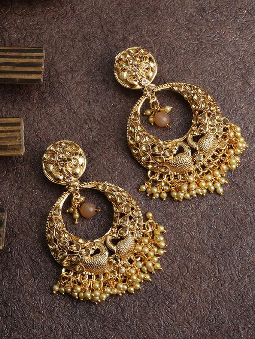 gold brass drop earring - 16203101 - Very Small Image - 1
