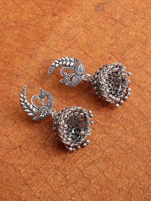 silver brass drop earring - 16203105 - Very Small Image - 1