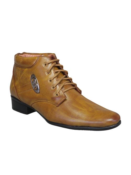 tan leatherette lace-up derbys - 16203190 - Very Small Image - 1
