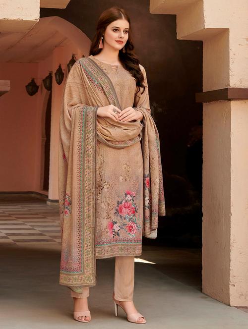 embroidered floral semi-stitched suit - 16203614 - Very Small Image - 1