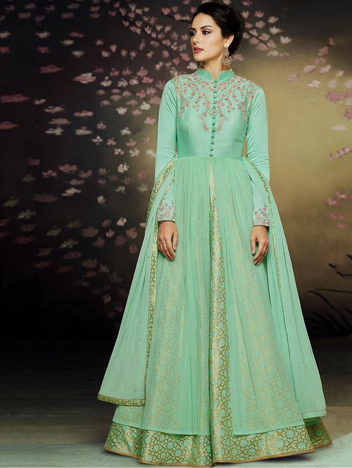 floral embroidered semi-stitched suit - 16203625 - Very Small Image - 1