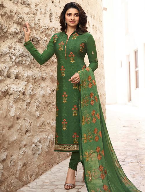 embroidered semi-stitched suit - 16203632 - Very Small Image - 1
