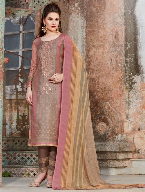 embroidered semi-stitched suit - 16203637 - Very Small Image - 1