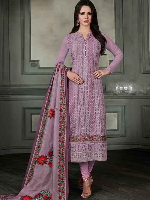 chikankari semi-stitched suit - 16203656 - Very Small Image - 1