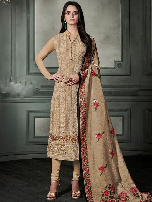 chikankari semi-stitched suit - 16203661 - Very Small Image - 1