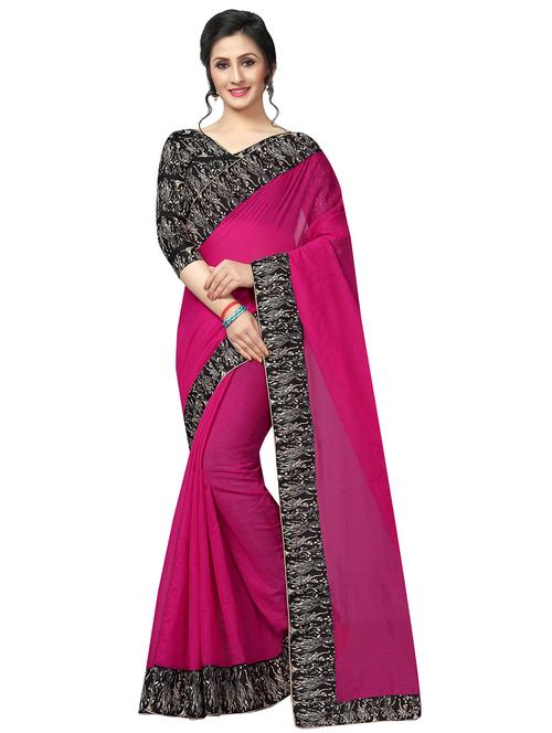 printed lace border saree with blouse - 16204162 - Very Small Image - 1