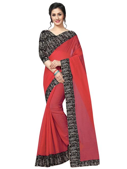 printed lace border saree with blouse - 16204164 - Very Small Image - 1