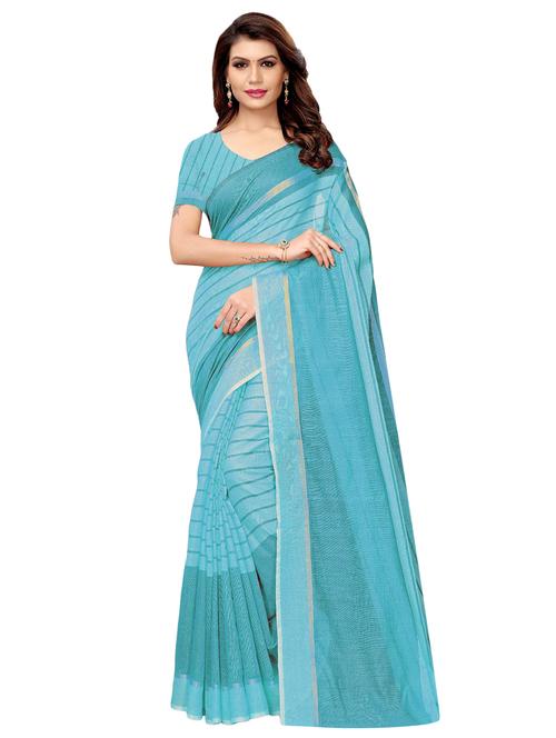 striped woven saree with blouse - 16204176 - Very Small Image - 1