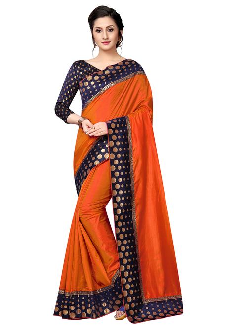 zari lace border saree with blouse - 16204191 - Very Small Image - 1