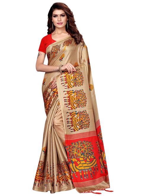 kalamkari printed saree with blouse - 16204229 - Very Small Image - 1