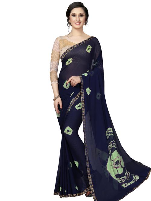 lace border tie & dye saree with blouse - 16204250 - Very Small Image - 1